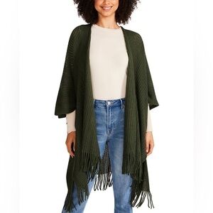 NWT  Steve Madden Fringed Knit Kimono/Cardigan